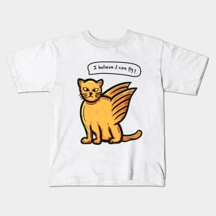 Flying cat I believe I can fly Kids T-Shirt